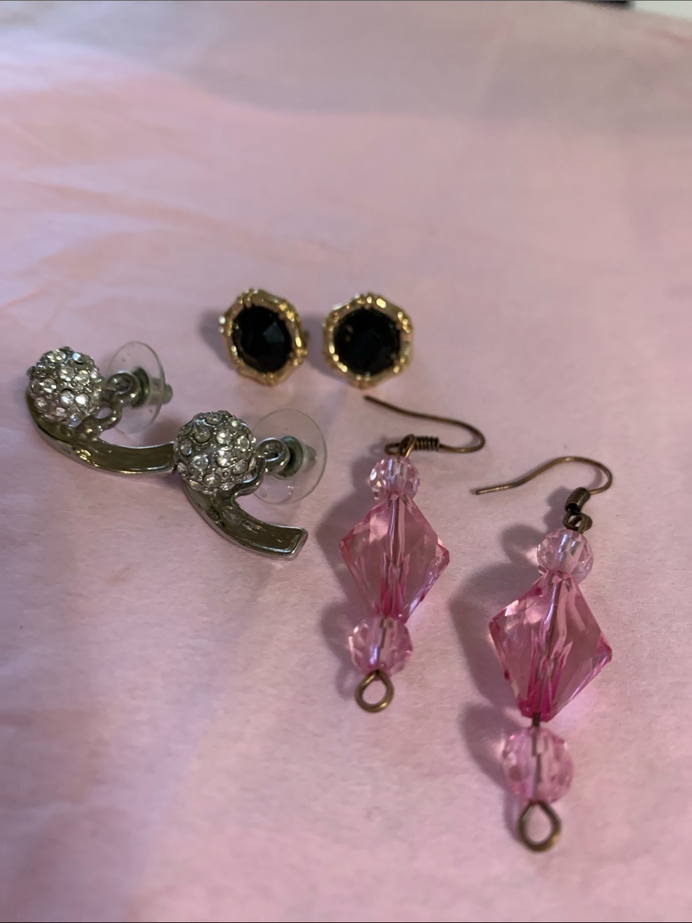 Mixed Earrings Set — Black, Silver & Pink